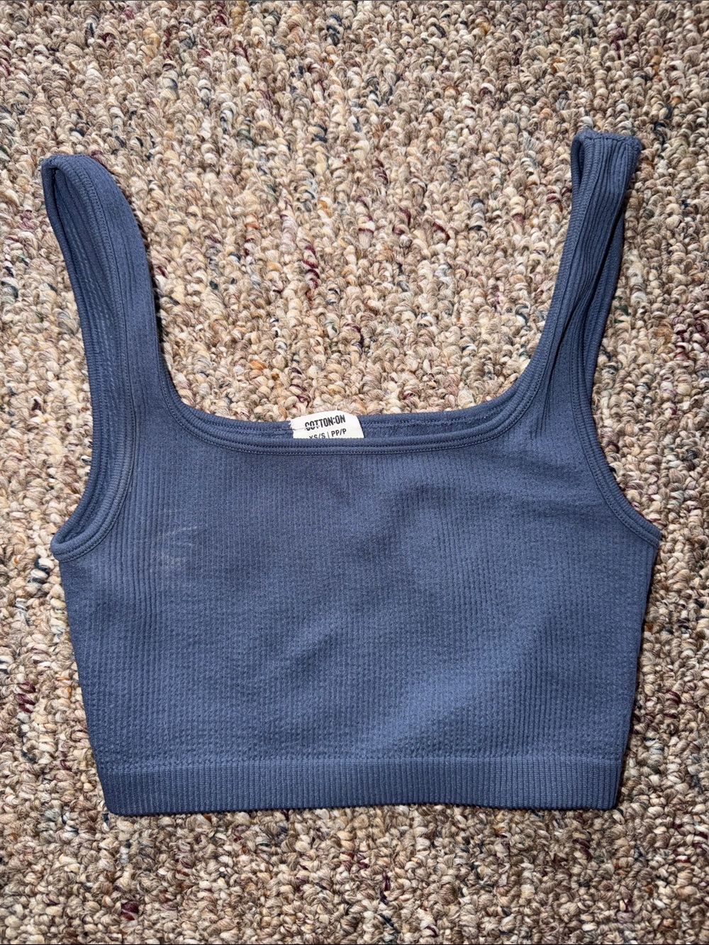 Cotton On Blue Ribbed Crop Tank Top 💙